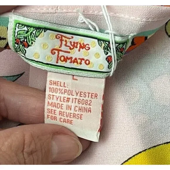 Flying Tomato Boho blouse top L floral bodice elastic waist sleeveless - Picture 3 of 4